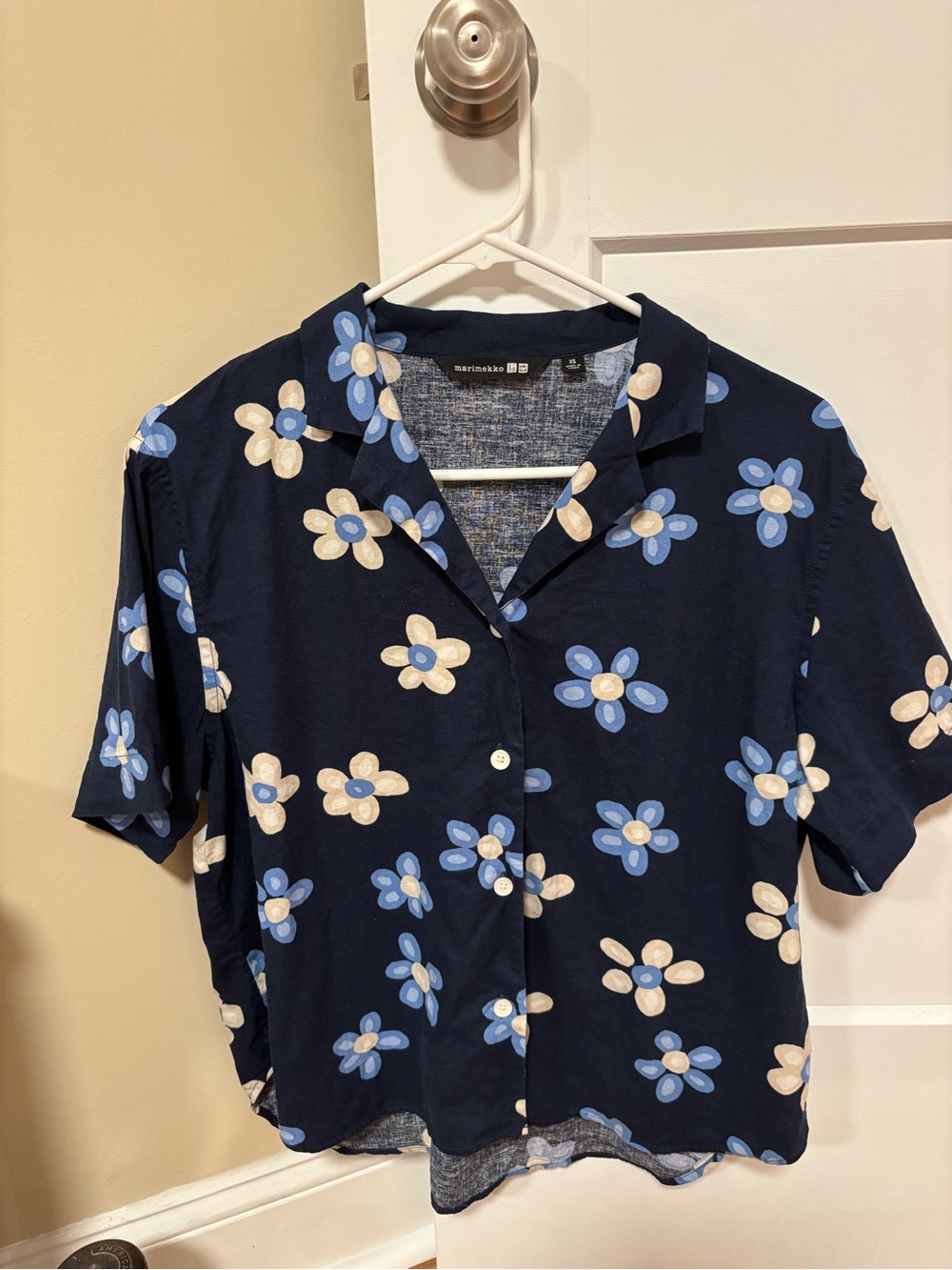 Marimekko x Uniqlo Navy Floral Short-Sleeve Shirt